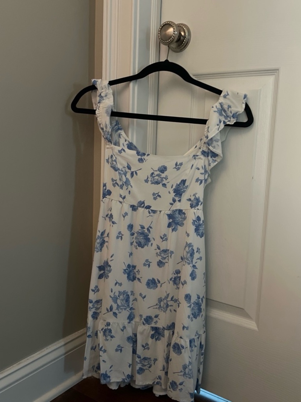Hollister White Dress with Blue Floral Print